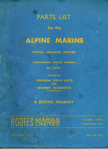 Sunbeam Alpine Marine engine Parts List