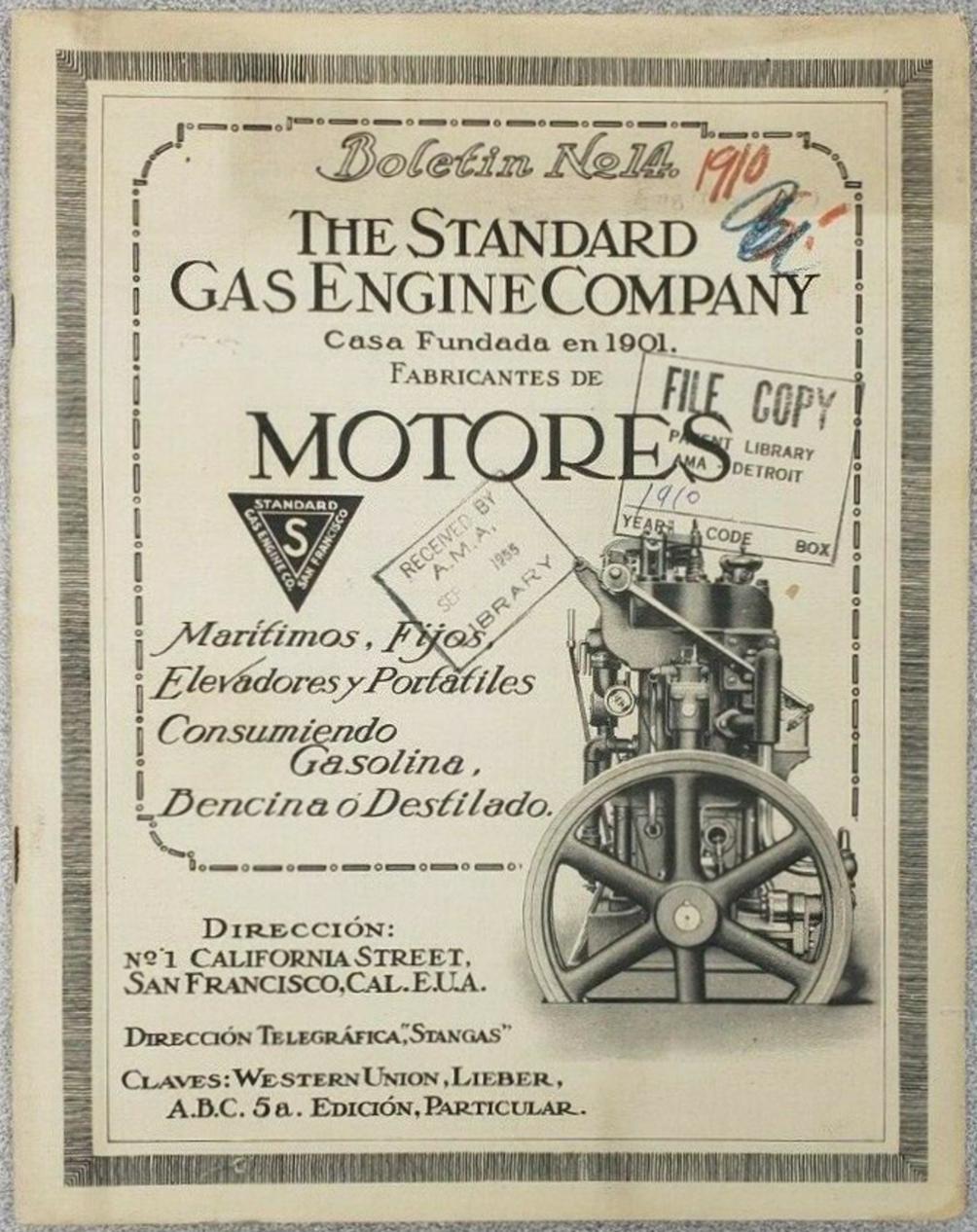 Standard Gas Engine Co - Boletin No.14 (c.1910, Spanish)