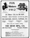Fox Motors of 1912 ad from Rudder Magazine