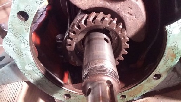The crank gear against which the bush seats
