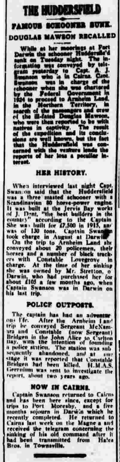 Huddersfield - Cairns Post 1928